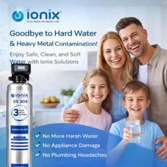 Ionix Stainless Steel Automatic Water Softener Combo | 100L Resin | SS-304 Water Softener with Brine Tank | Automatic Regeneration | Up to 1500 PPM Hardness