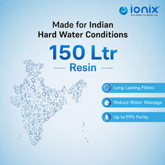 Ionix Ion Exchange Technology Based Automatic Water Softener WSA01-FRP-150 | 16×65 FRP Vessel | India's First 3-Stage Water Softener | 150L High Capacity Calcium Holding Resin | Automatic Regeneration
