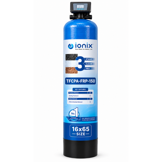 Ionix TFCPA-FRP-150 Automatic Tank Water Filter (16×65 Inch) | 3 Stage Clear Pro Automatic | 0 Maintenance Cost for Up to 5 Years | Fit & Forget Model | Whole House Water Filtration System