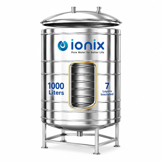IONIX 1000 Litre Stainless Steel Insulated Water Tank – 7 Layer, Food-Grade SS 304 with Stand