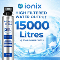Ionix Stainless Steel Automatic Water Softener Combo | 150L Resin | SS-304 Water Softener with Brine Tank | Automatic Regeneration | 16x65