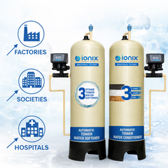 IONIX Automatic Tower Water Softener & Conditioner | 3 Stage Clear Pro + Ion Exchange System | 24x72 Industrial FRP | Whole Building Main Line Treatment