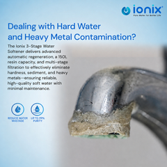 Ionix Ion Exchange Technology Based Automatic Water Softener WSA01-FRP-150 | 16×65 FRP Vessel | India's First 3-Stage Water Softener | 150L High Capacity Calcium Holding Resin | Automatic Regeneration