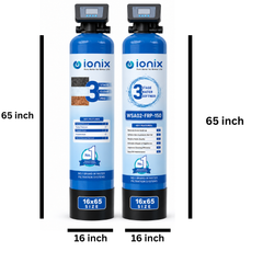 Ionix Dual Vessel Automatic Water Softener WSA02-FRP-150 | 16×65 FRP ClearPro Filter + 150L Resin Softener | Automatic Regeneration | Whole House Water Treatment System