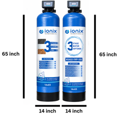 Ionix Dual Vessel Automatic Water Softener WSA02-FRP-100 | 14×65 FRP ClearPro Filter + 100L Resin Softener | Automatic Regeneration | Whole House Water Treatment System