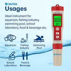 IONIX ORP Meter Oxidation Reduction Detector Redox Tester for Water Purity, water ORP tester, red
