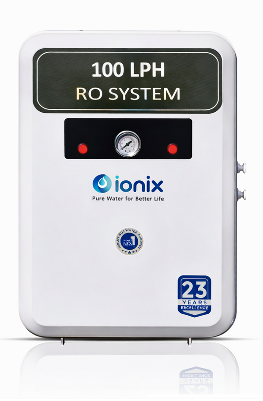 IONIX 100 LPH Commercial RO Water Purifier for School, Office, Factory | High Flow RO Plant with TDS Controller | Industrial Water Purifier for 300-500L Daily Use.