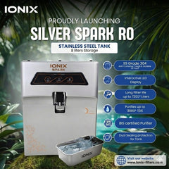 IONIX Silver Spark RO – Premium Stainless Steel Tank Water Purifier | 8 Litres | SS 304.