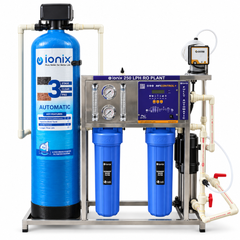 IONIX 250 LPH Fully Automatic Commercial RO Plant with Auto Backwash Pretreatment, Front TDS Display & Stainless Steel Body