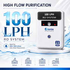 IONIX 100 LPH Commercial RO Water Purifier for School, Office, Factory | High Flow RO Plant with TDS Controller | Industrial Water Purifier for 300-500L Daily Use.