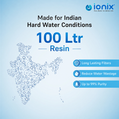Ionix Ion Exchange Technology Based Automatic Water Softener WSA01-FRP-100 | 14×65 FRP Vessel | India's First 3-Stage Water Softener | 100L High Capacity Calcium Holding Resin | Automatic Regeneration