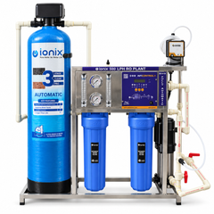 IONIX 500 LPH Fully Automatic Commercial RO Plant with Auto Backwash Pretreatment, Front TDS Display & Stainless Steel Body