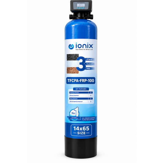 Ionix TFCPA-FRP-100 Automatic Tank Water Filter (14×65 Inch) | 3 Stage Clear Pro Automatic | 0 Maintenance Cost for Up to 5 Years | Fit & Forget Model | Whole House Water Filtration System