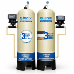 IONIX Automatic Tower Water Softener & Conditioner | 3 Stage Clear Pro + Ion Exchange System | 24x72 Industrial FRP | Whole Building Main Line Treatment