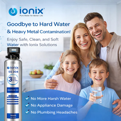 Ionix Stainless Steel Automatic Water Softener Combo | 150L Resin | SS-304 Water Softener with Brine Tank | Automatic Regeneration | 16x65