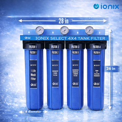 Ionix Select 4-Stage Tank Filtration System with Dual Sediment Filter - Pure Water Solution