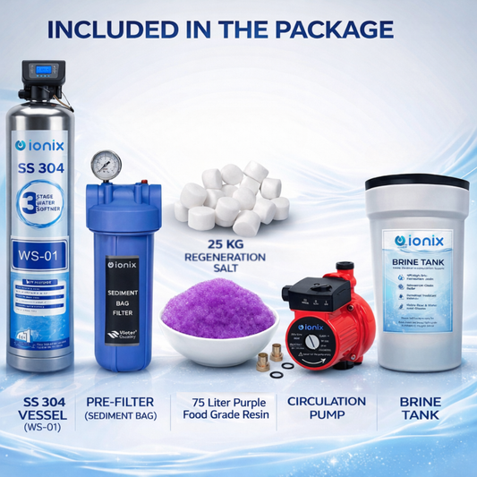 Ionix Stainless Steel Combo – Automatic Water Softener | Zero Maintenance, Max Protection | SS-304 Build for Indian Homes