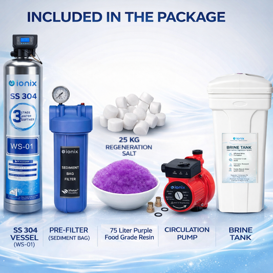 Ionix Stainless Steel Combo – Automatic Water Softener | Zero Maintenance, Max Protection | SS-304 Build for Indian Homes