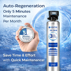Ionix Stainless Steel Automatic Water Softener Combo | 100L Resin | SS-304 Water Softener with Brine Tank | Automatic Regeneration | Up to 1500 PPM Hardness