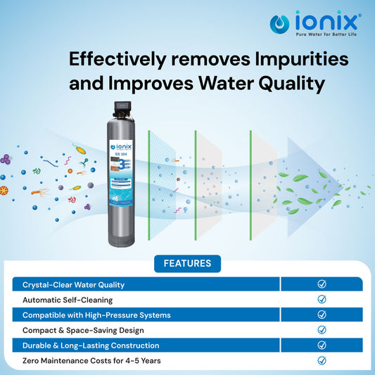 Ionix 0 Maintenance cost for 5 years ,Fit and Forget model, 3 Stage Clear Pro Automatic, Years ahead in Innovation , Perfect Tank filter for your Home (SS-304)