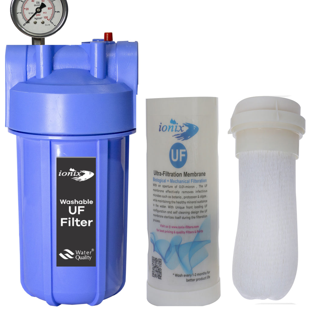 Uf Iner Filter Ionix 10 inch Jumbo washable UF filter set , 1 inch in out , life upto ...
