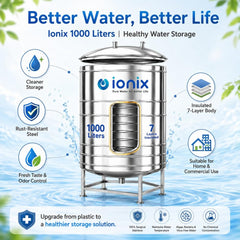 IONIX 1000 Litre Stainless Steel Insulated Water Tank – 7 Layer, Food-Grade SS 304 with Stand