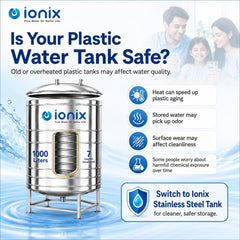 IONIX 1000 Litre Stainless Steel Insulated Water Tank – 7 Layer, Food-Grade SS 304 with Stand