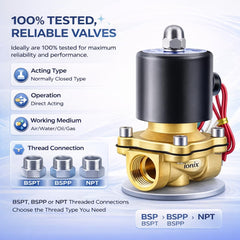 IONIX Brass solenoid valve 1/2 inch for industrial water purifier, irrigation, overhead tank, Normally closed type sv 220V AC