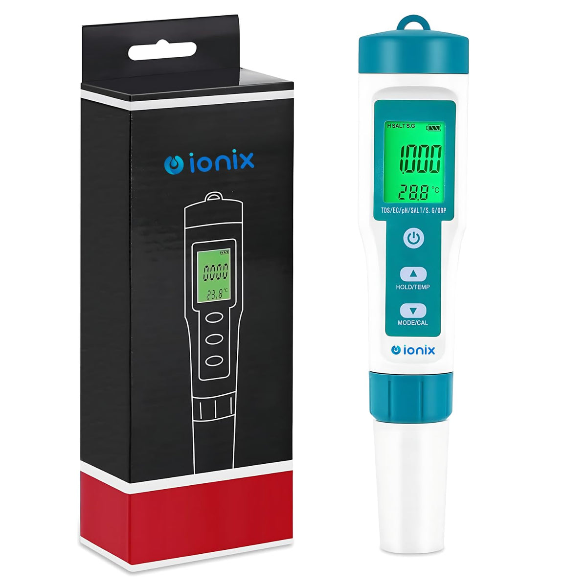 IONIX 7 in 1 PH/EC/ORP/S.G/Salinity/Temperature/TDS Meter, PH Meter, Water Testing Kit for Swimming Pools, Aquarium, multiparameter water quality tester, ph meter for water testing