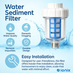 IONIX Dispensing Washing Machine Filter | Warranty 1 Year | Water Softener for Washing Machine, Filter for Hard Water, Connects to Machine, 2 Years Nylon Mesh Cartridge & Anti Scaling Balls Included