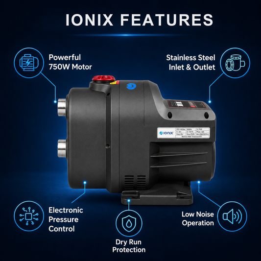 Ionix 1 HP Smart VFD Water Booster Pump for Home & Villa | Automatic Constant Pressure & Variable Speed with Integrated Controller | Ultra Quiet,...