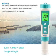 IONIX 7 in 1 PH/EC/ORP/S.G/Salinity/Temperature/TDS Meter, PH Meter, Water Testing Kit for Swimming Pools, Aquarium, multiparameter water quality tester, ph meter for water testing