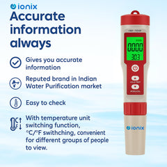 IONIX ORP Meter Oxidation Reduction Detector Redox Tester for Water Purity, water ORP tester, red