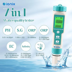 IONIX 7 in 1 PH/EC/ORP/S.G/Salinity/Temperature/TDS Meter, PH Meter, Water Testing Kit for Swimming Pools, Aquarium, multiparameter water quality tester, ph meter for water testing