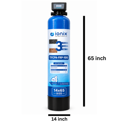 Ionix TFCPA-FRP-100 Automatic Tank Water Filter (14×65 Inch) | 3 Stage Clear Pro Automatic | 0 Maintenance Cost for Up to 5 Years | Fit & Forget Model | Whole House Water Filtration System