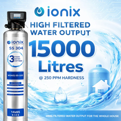 Ionix Stainless Steel Automatic Water Softener Combo | 100L Resin | SS-304 Water Softener with Brine Tank | Automatic Regeneration | Up to 1500 PPM Hardness