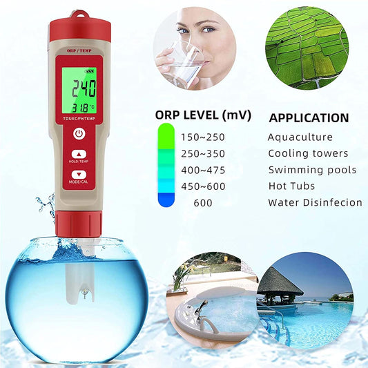 IONIX ORP Meter Oxidation Reduction Detector Redox Tester for Water Purity, water ORP tester, red