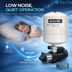 Ionix 1 HP Pressure Booster Pump with 24L Pressure Tank | Stainless Steel Multi-Stage Motor | High Pressure Water Booster System for Home & Commercial Use