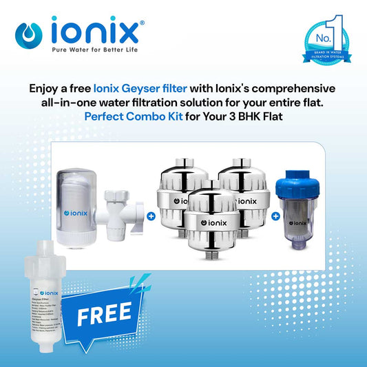 Ionix 3BHK - Family Water Filter Kit (1 Tap Filter + 3 Shower Filter + Washing Machine Filter)
