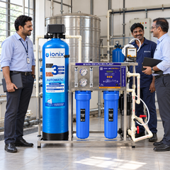 IONIX 250 LPH Fully Automatic Commercial RO Plant with Auto Backwash Pretreatment, Front TDS Display & Stainless Steel Body
