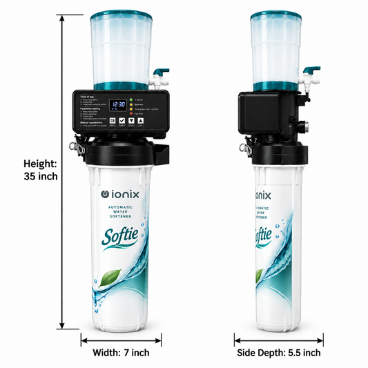 IONIX Softie Fully Automatic Bathroom Water Softener – 6L Food Grade Resin