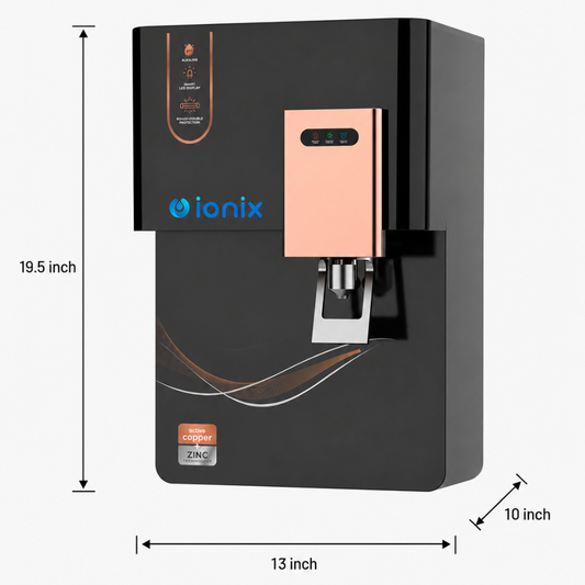 Ionix Double Protection RO + UV Water Purifier - Smart LED Display - Active Copper + Zinc and alkaline Technology