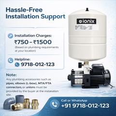 Ionix 1 HP Pressure Booster Pump with 24L Pressure Tank | Stainless Steel Multi-Stage Motor | High Pressure Water Booster System for Home & Commercial Use