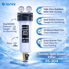 IONIX Jumbo Spin Down Sediment Pre Filter - SS 304 Grade